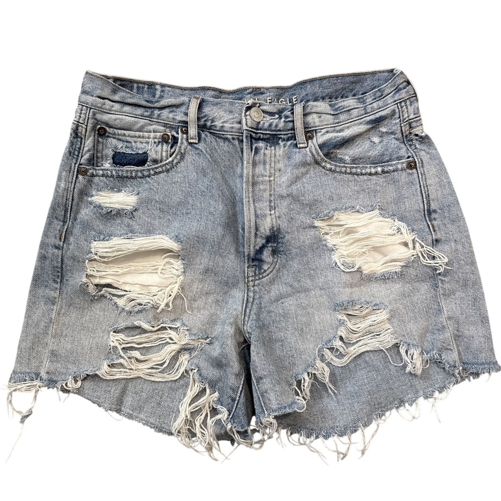 American Eagle Womens Jean Shorts Size 6‎ Cut Off Distressed Holes Destroyed